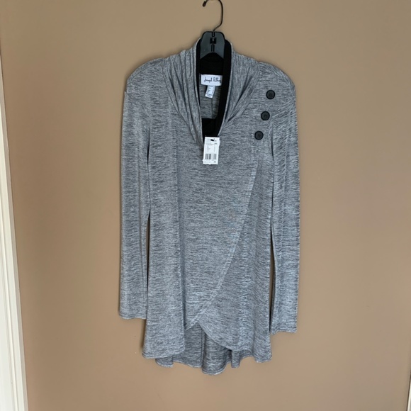 NWT Joseph Ribkoff silver gray long top in a flowing fabric Sz 8 - Picture 4 of 9